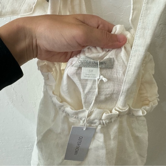 Outerknown Cream White Smocked Tie Strap Flowy Oasis Top S - Picture 5 of 7
